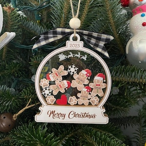 Personalized Gingerbread Family Christmas Ornament, Custom 4D Cookie Gift
