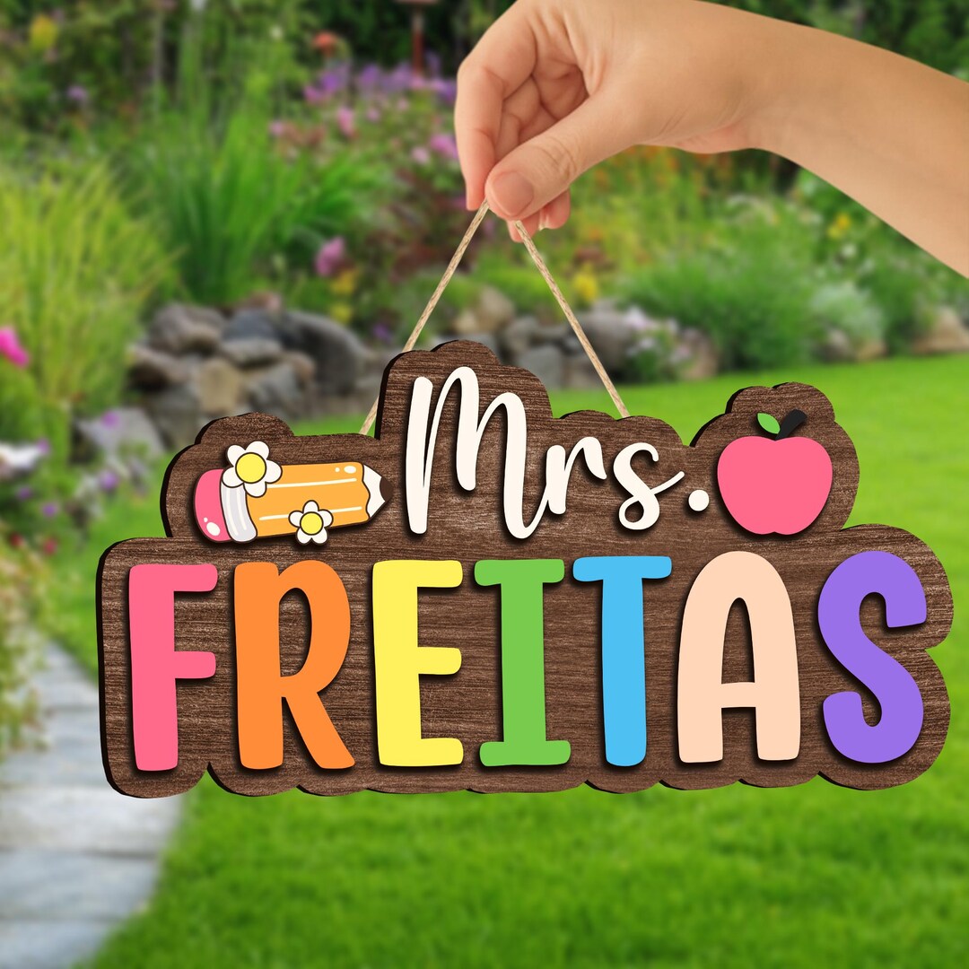Personalized Teacher Door Sign: 3D Wood Classroom Decor, Back to School ...