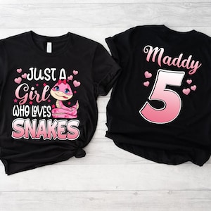 Personalized Just a Girl Who Loves Snakes T-Shirt, Funny Snake Shirts, Cute Snake Tee, Snake Lover Gift TShirt, Girls Snake Shirt, Birthday
