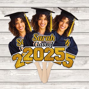 Leques de formatura personalizados, Leques de rosto para download instantâneo, Modelo de cabeça de formatura, Leque de rosto de formatura, Leques de cabeça da turma de 2025, Rostos de formatura em um palito