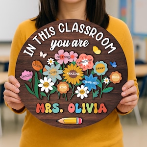 Custom Teacher 3D Door Hanger, Teacher Welcome Sign, Cute Teacher Door Sign, Back to School Gift, Custom Teacher Name,Teacher Thank You Gift