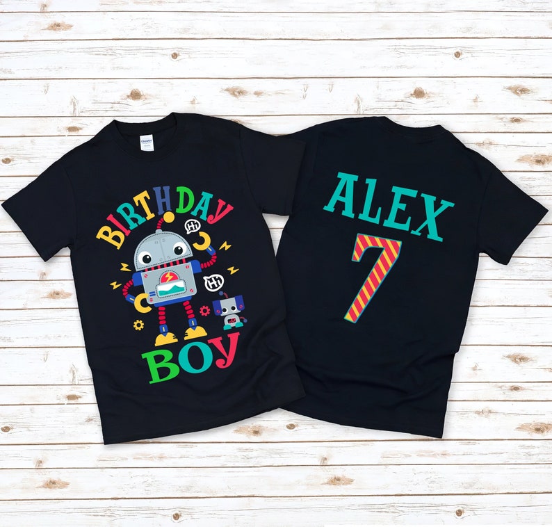 Personalized Boys birthday shirt, birthday boy shirt, birthday shirt, toddler birthday shirt, Robot Birthday Shirt, boy birthday party image 1