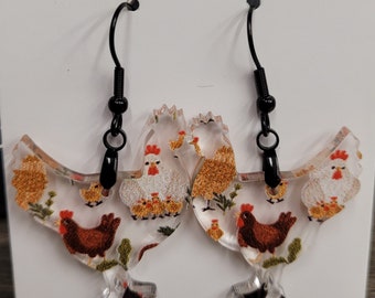 Handmade chicken earrings