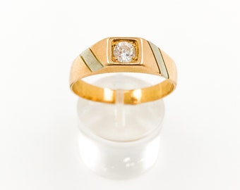 18 Karat Rosé- und Weißgold Herren Ring mit Zirkonia Gr 66 EU