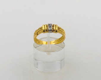 Dames Band Ring gemaakt van 14 kt Goud met 0.01 ct Diamond - Gr 54 EU