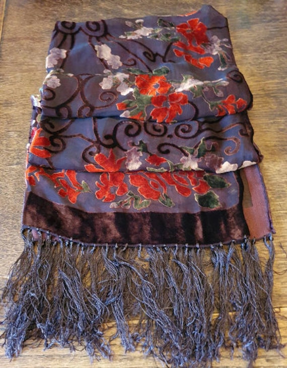 VELVET DEVORE Floral and Ornament Silk Scarf/Wrap - image 9