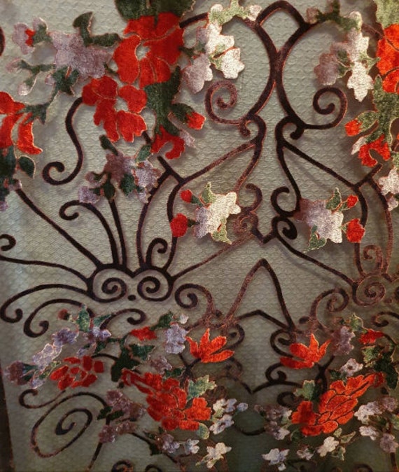 VELVET DEVORE Floral and Ornament Silk Scarf/Wrap - image 8
