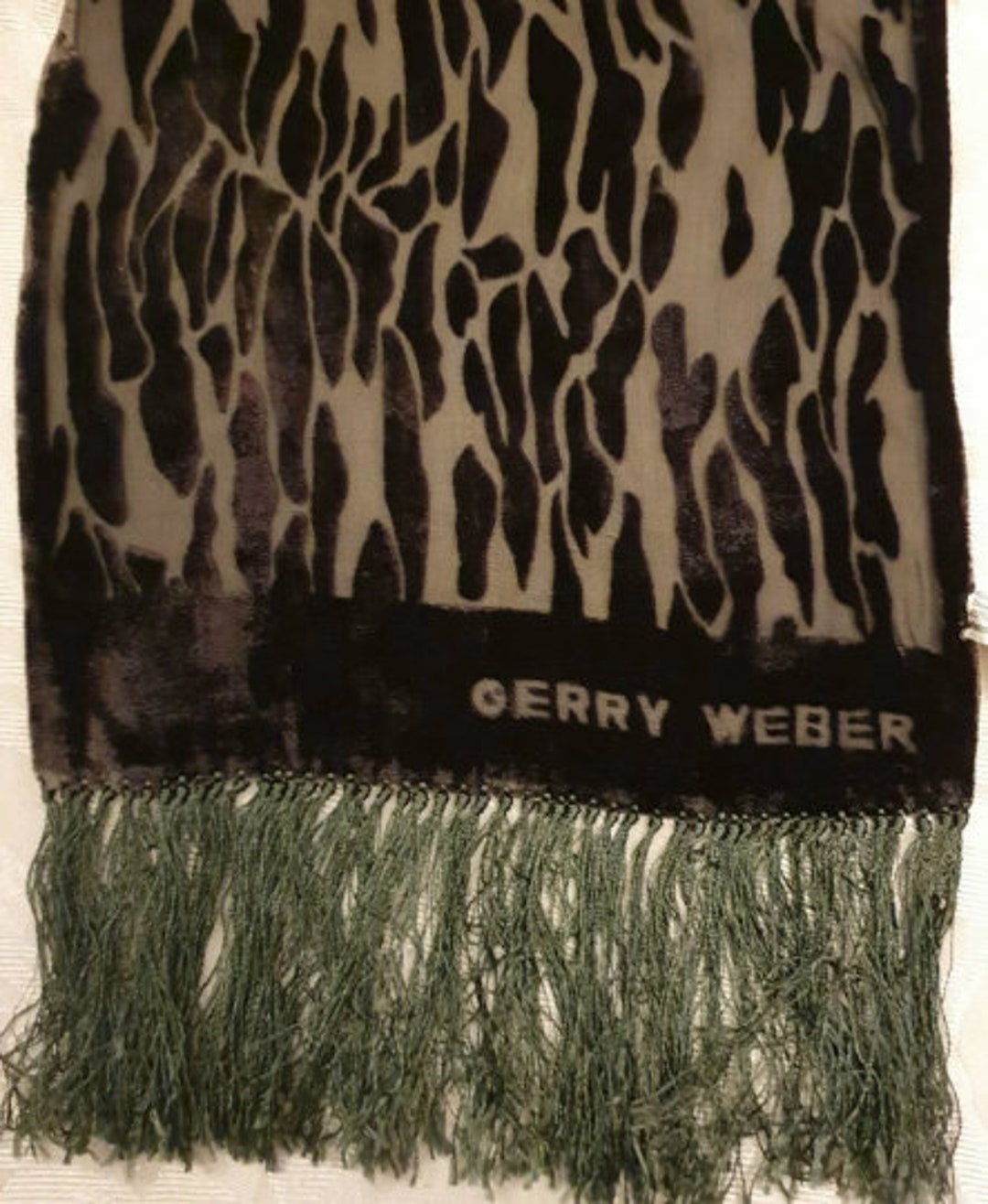 Buy GERRY WEBER Animal Pattern Velvet Devore Khaki Scarf With Fringe  Online in India