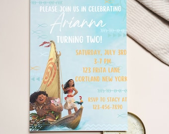 Moana Birthday Invitation, Editable Template (Digital Download)