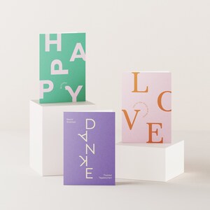 二つ折りカードセット/HAPPY B./THANK YOU/LOVE/グリーティングカードセット