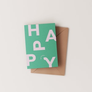 Carte pliante HAPPY BIRTHDAY / carte d'anniversaire / carte de voeux typographique / couleurs vives