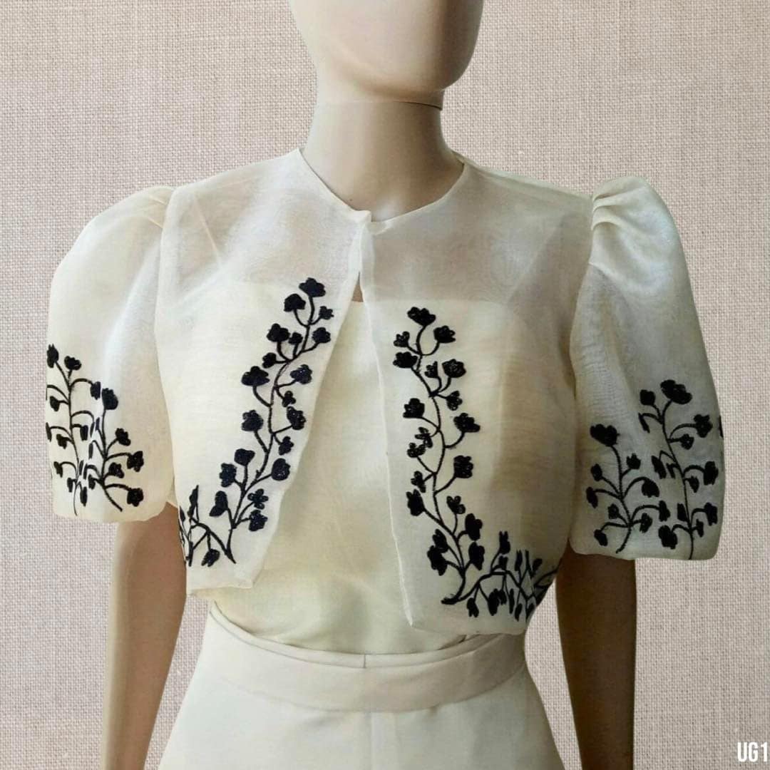 Modern Filipiniana Puff Sleeve Embroidered Top / Made From Etsy