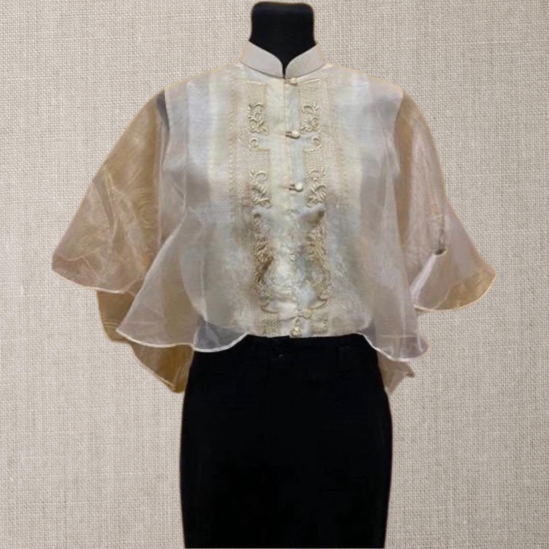 Modern Filipiniana Robe Soie Cape Barong Tagalog Philippine National