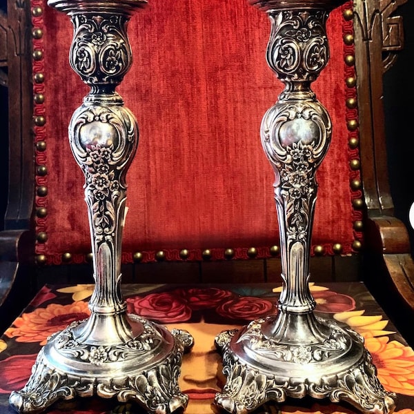 Antique Sterling Silver Candle Holders Etsy