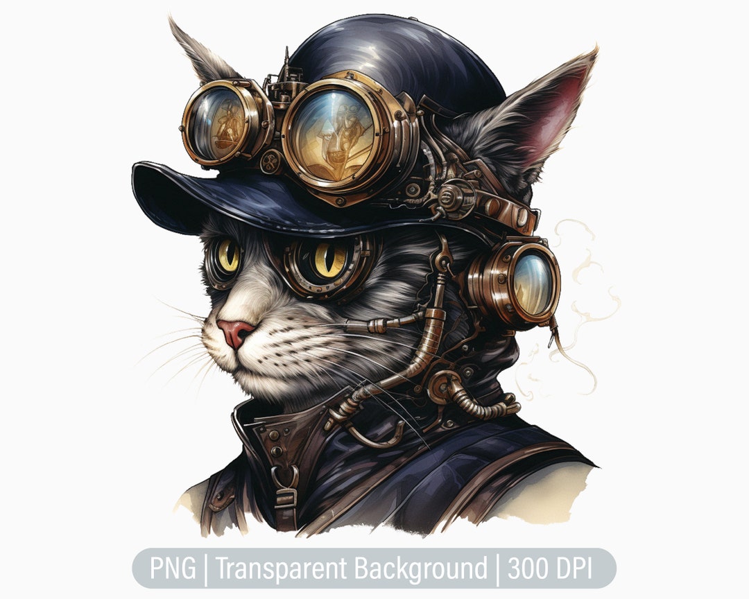 Steampunk Cat Clipart, Cat PNG Clipart, Victorian Cat Png, Junk ...