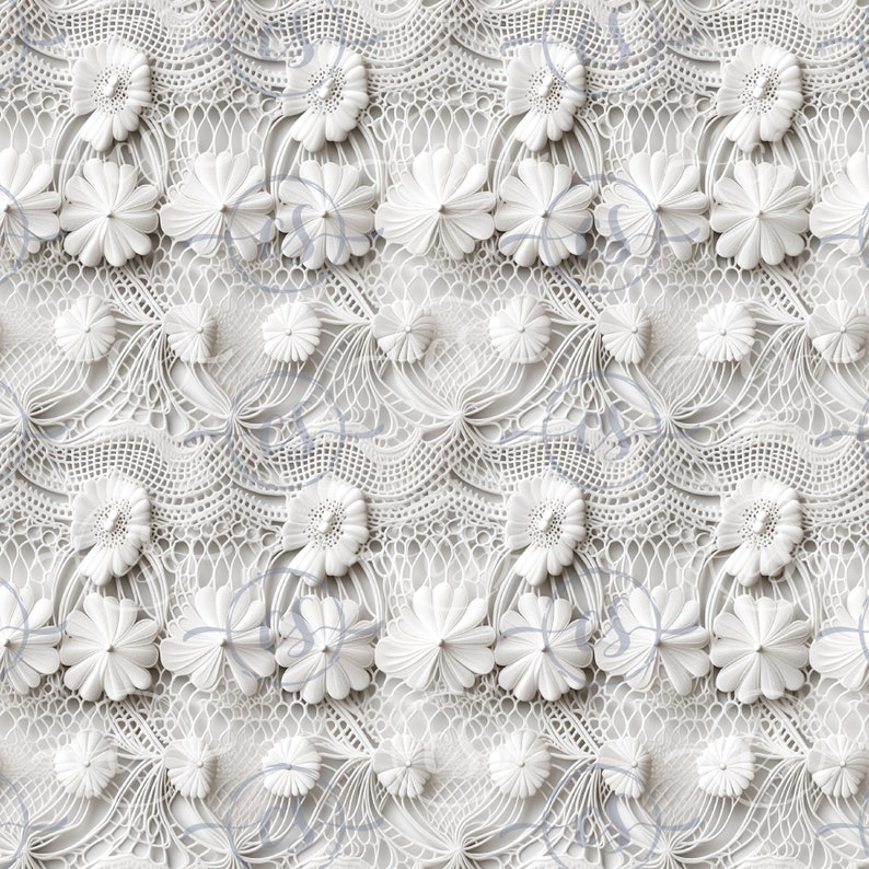 Vintage Lace Digital Paper, Lace Fabric Pattern, White Lace Background