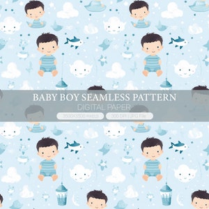 Baby boy pattern, Nursery printable digital paper pack, seamless pattern, Journal Paper, notebook, green junk pages, Scrapbook Paper