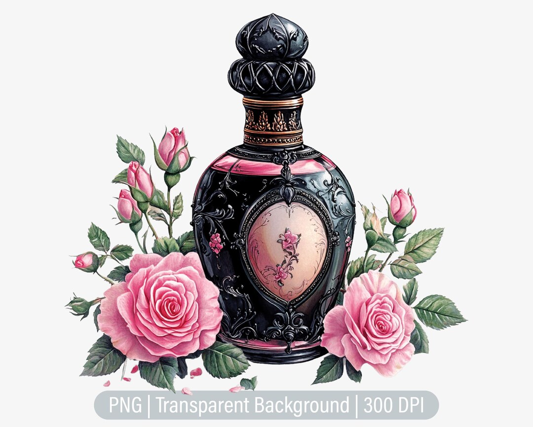 Floral Goth Bottle Clipart, Goth Princess PNG, Ornate Bottle, Junk ...