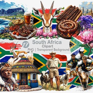 South Africa Clipart, Springboks Rugby PNG, Protea Flower, Braai, Biltong, Printable  Sublimation Graphics, Rainbow Nation, Cape Town, Zulu