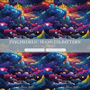 Psychedelic digital paper, Psychedelic World Seamless Pattern, Trippy Hippie backgrounds, junk pages, Scrapbook Paper, Wallpaper, Prints,