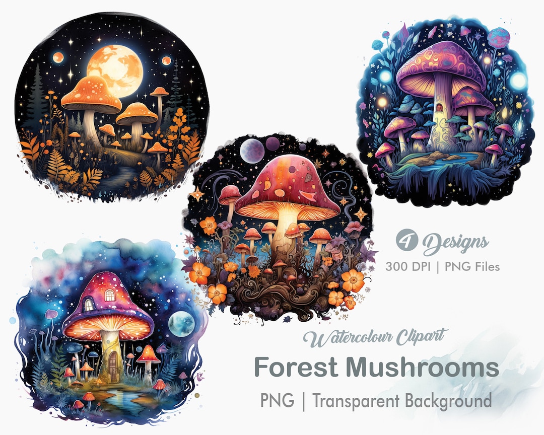 Mushroom Forest Clipart, Magical Mushrooms PNG Clipart, Junk Journals
