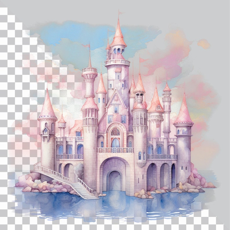 Pink Castle Clipart, Fairy Tale Princess Castle, Princess Birthday ...