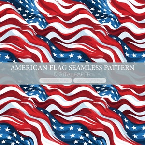 USA Flag Digital Paper, Red White & Blue Seamless Pattern, Patriotic Paper, Independence Day, July 4th Patterns, Printable Scrapbook Paper