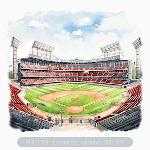 Baseball Stadium Clipart, Sports Png, baseball png, baseball field, Sublimation Graphics, transparent background, Wall Art Print