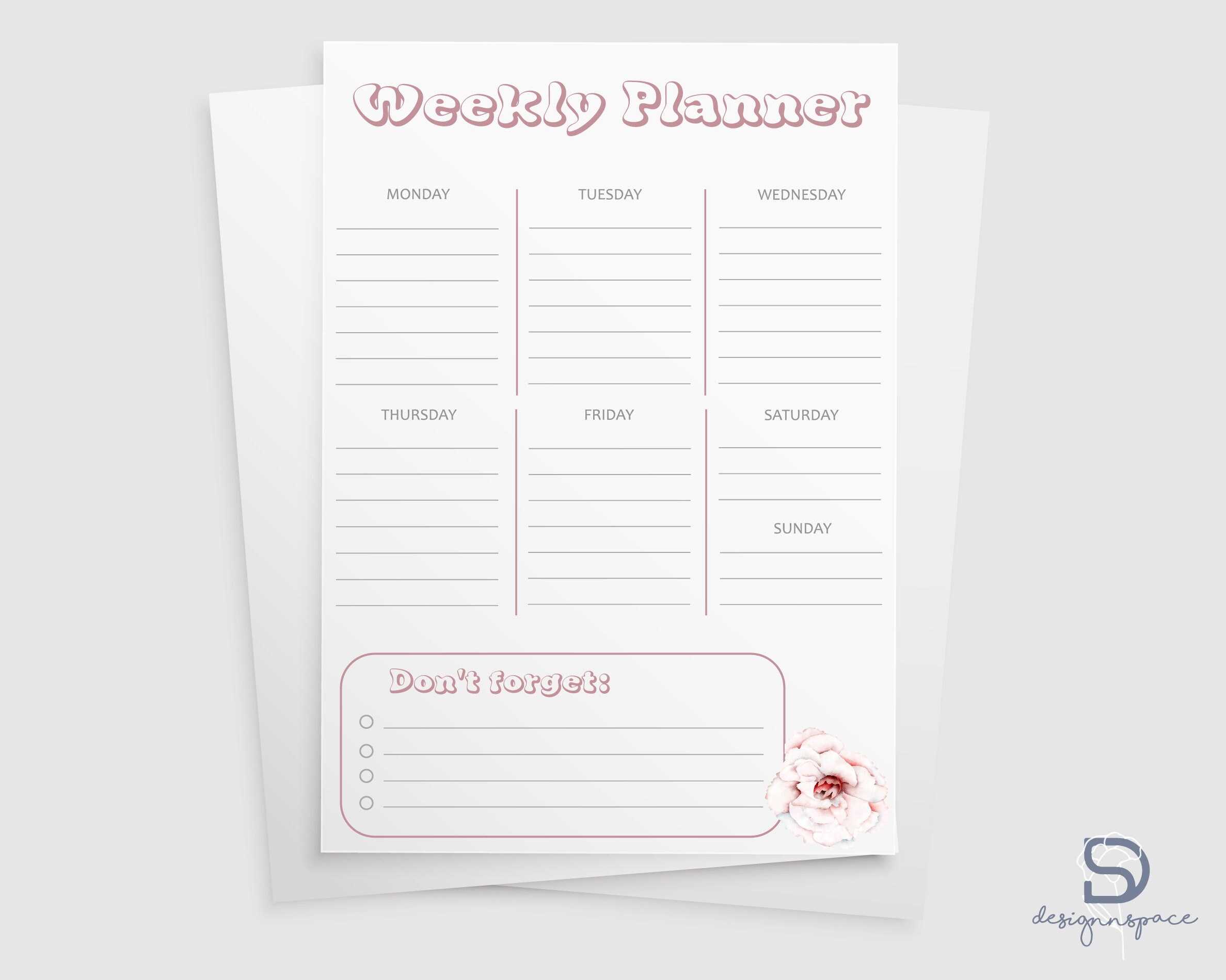 Weekly Planner Printable to Do List Minimal Weekly Schedule - Etsy