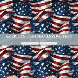 USA Flag Digital Paper, Red White & Blue Seamless Pattern, Patriotic Paper, Independence Day, July 4th Patterns, Printable Scrapbook Paper