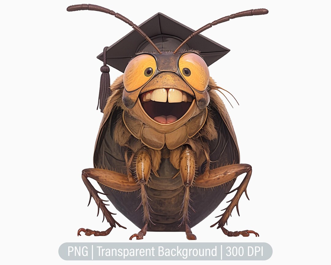 Graduation Cockroach Clipart, Quirky Insect Bug PNG, Roach, Junk