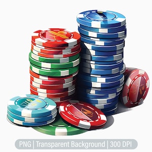 Clipart di fiches da poker, grafica del casinò, PNG di carte da gioco, diari spazzatura, Scrapbooking, grafica di sublimazione, png trasparente, stampe d'arte