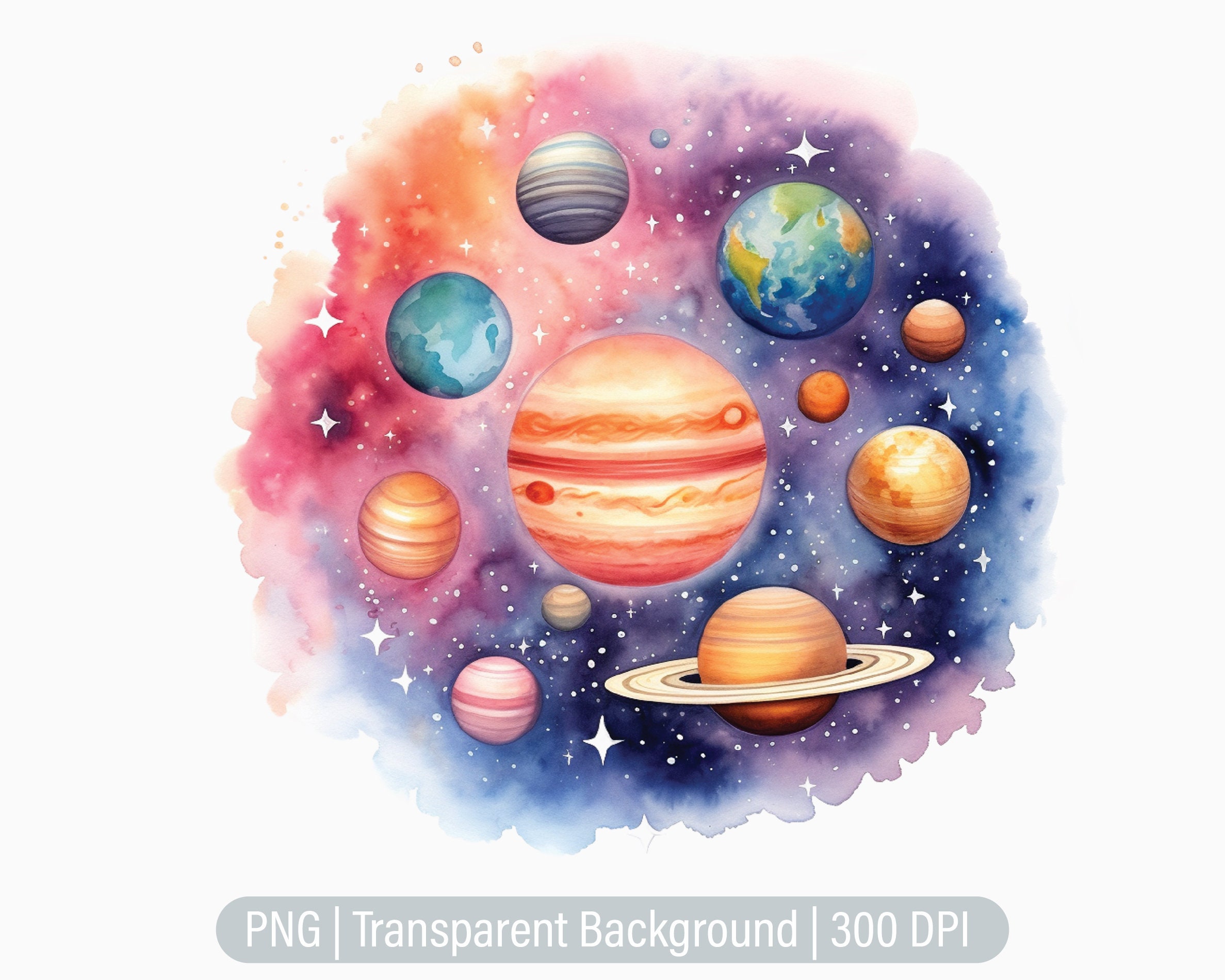 Imágenes Prediseñadas de planetas, Imágenes Prediseñadas del Sistema Solar,  Espacio exterior, Celestial, Diario basura, Scrapbooking, Gráficos de  sublimación, png transparente, Impresiones de arte - Etsy México, image size:2375x1900