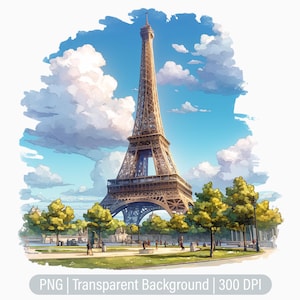 Eiffel Tower, Landmarks Clipart, Paris France, Famous Monuments, Junk Journals, Scrapbooking, Printable Sublimation Graphics, Commercial Use