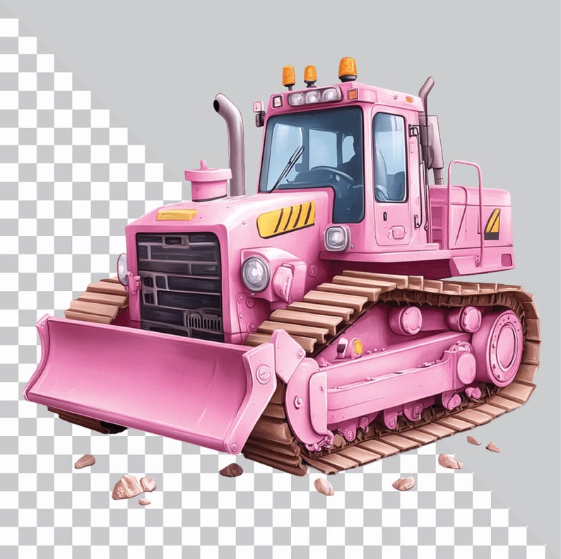 Pink Construction Bulldozer Clipart, Construction Girl PNG, Junk