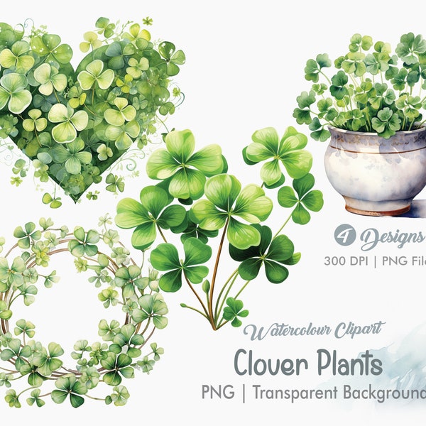 Clover Plants Clipart, Shamrock, St Patricks PNG, Lucky Leaf, Junk Journals, Scrapbooking, Sublimation Graphics, Transparent png, Art Prints