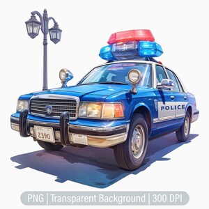 Polizeiauto Clipart, Polizist PNG, Polizei, Sirene Fahrzeug, Junk Journals, Scrapbooking, druckbare Sublimationsgrafiken, kommerzielle Nutzung