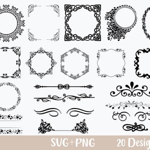 Decorative floral elements  SVG Bundle, Frames svg, swirls svg, text divider svg, wedding decor svg, ornament svg, floral frames svg, PNG,