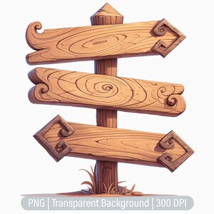 Clipart di cartelli in legno, PNG di cartelli forestali, segnaletica stradale, sovrapposizioni, diario spazzatura, scrapbooking, grafica stampabile a sublimazione, uso commerciale