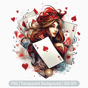 Casino Cards Clipart, Playing Cards PNG Clipart, Junk Journals, Scrapbooking, Sublimation Graphics, Transparent png, Art Prints