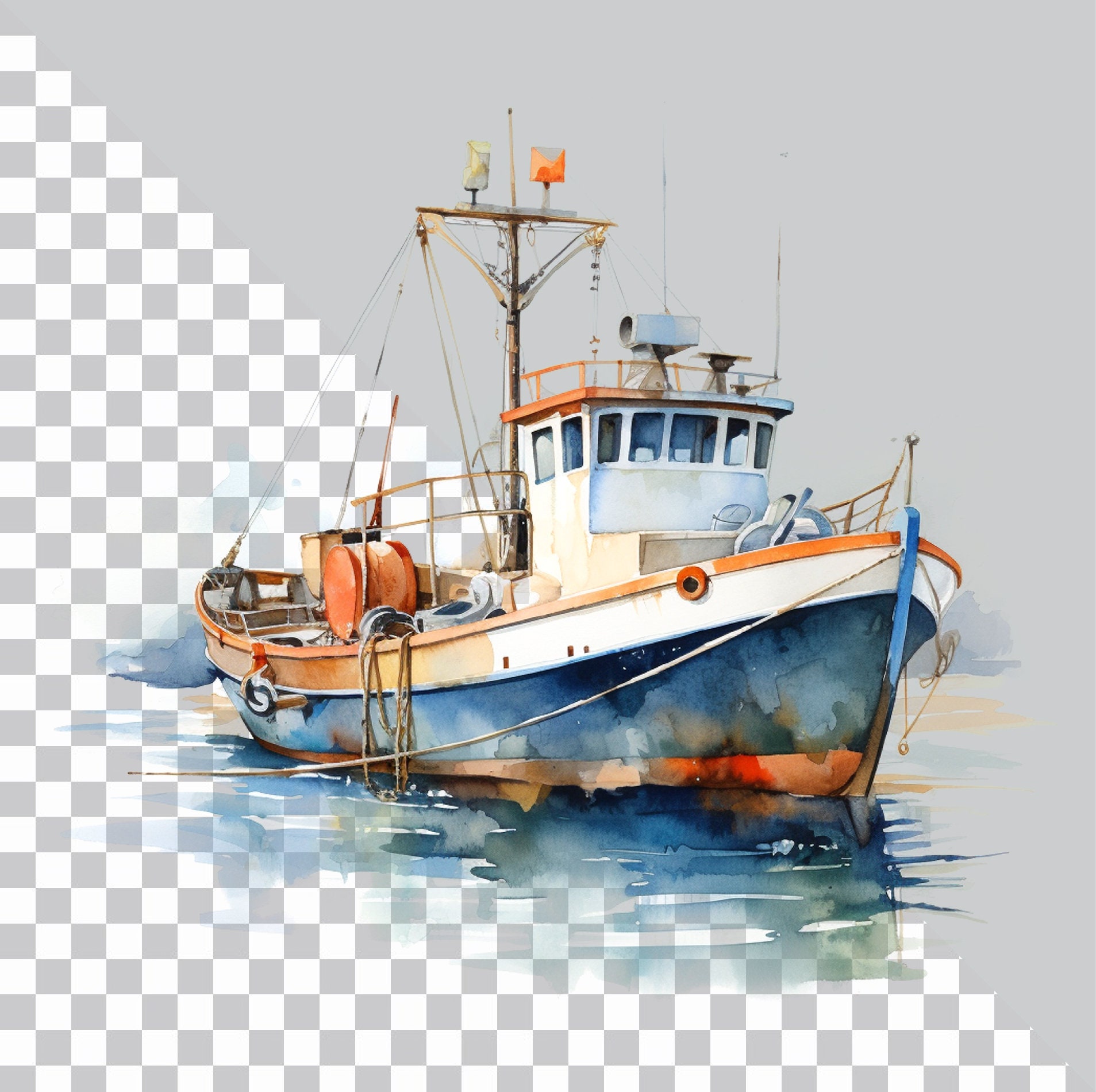 Fishing Boat Clipart Watercolor Boat Clipart Bass Fishing - Etsy