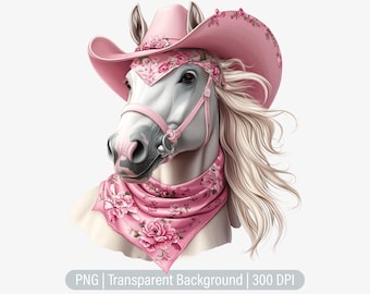 Cowgirl Horse Clipart, Pink Western PNG, Wild West Horse, Junk Journals, Scrapbooking, Sublimation Graphics, Transparent png, Art Prints