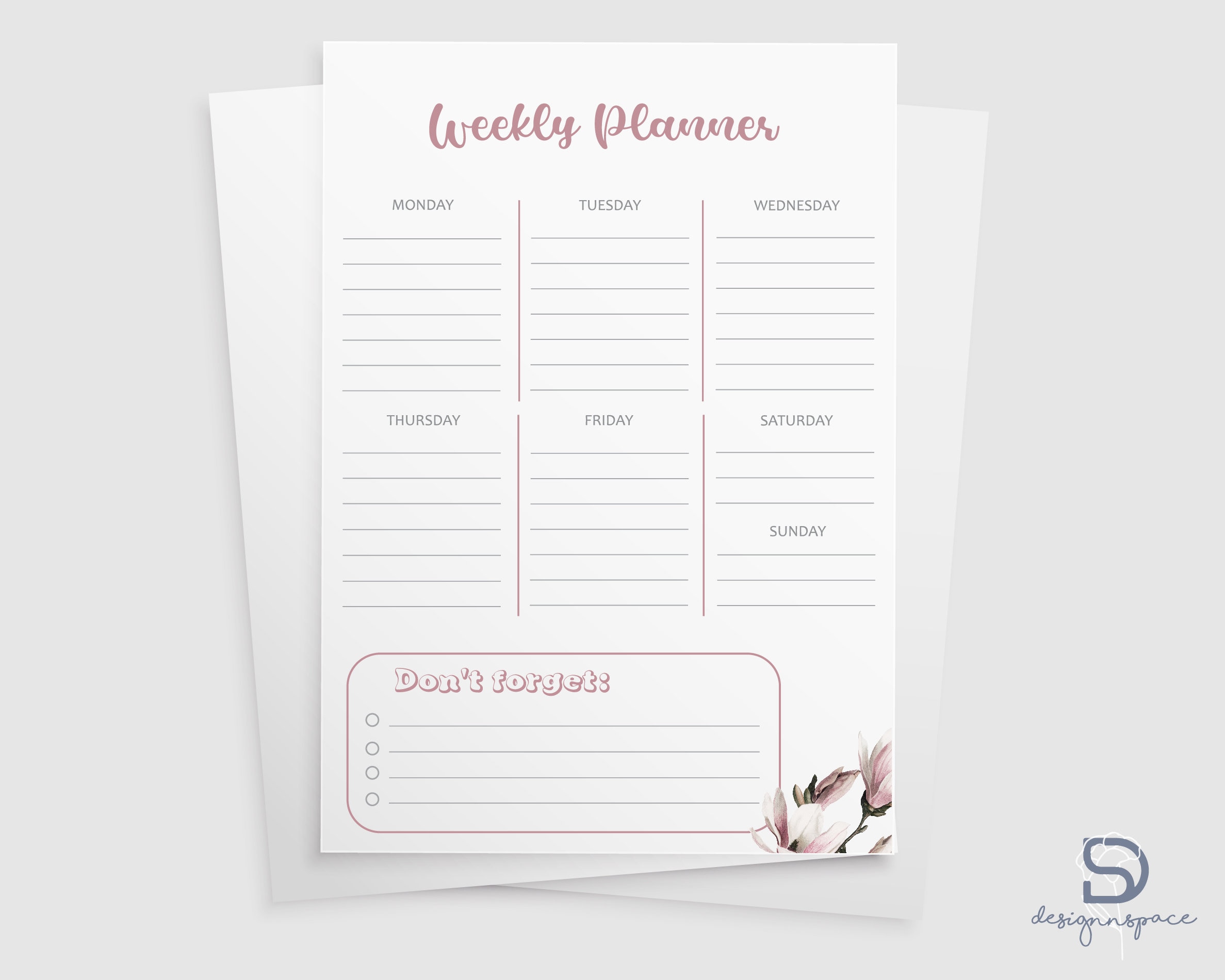 Weekly Planner Printable to Do List Minimal Weekly Schedule - Etsy