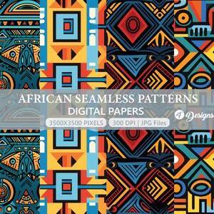 African Digital Paper, African Seamless Pattern, Ethnic Tribal Paper, Traditional Pattern, junk pages, Scrapbook Paper, Wallpaper, Art Print