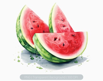Watercolor Watermelon Clipart, Watermelon Slice png, Watermelon Art Prints, tropical Sublimation Graphics, transparent png, food clipart