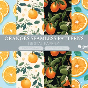 Orange digital paper, Orange Fruits Seamless Pattern, Oranges backgrounds, Citrus Patroon, junk pages, Scrapbook Paper, Wallpaper, Prints
