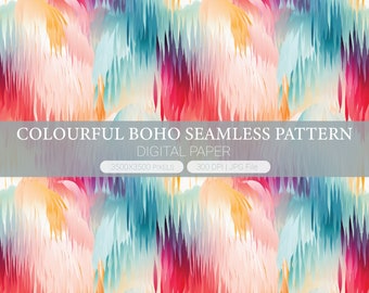 Colorful Boho digital paper, rainbow Seamless Pattern, backgrounds and patterns junk pages, Scrapbook Paper, Rainbow Art Prints, Printable