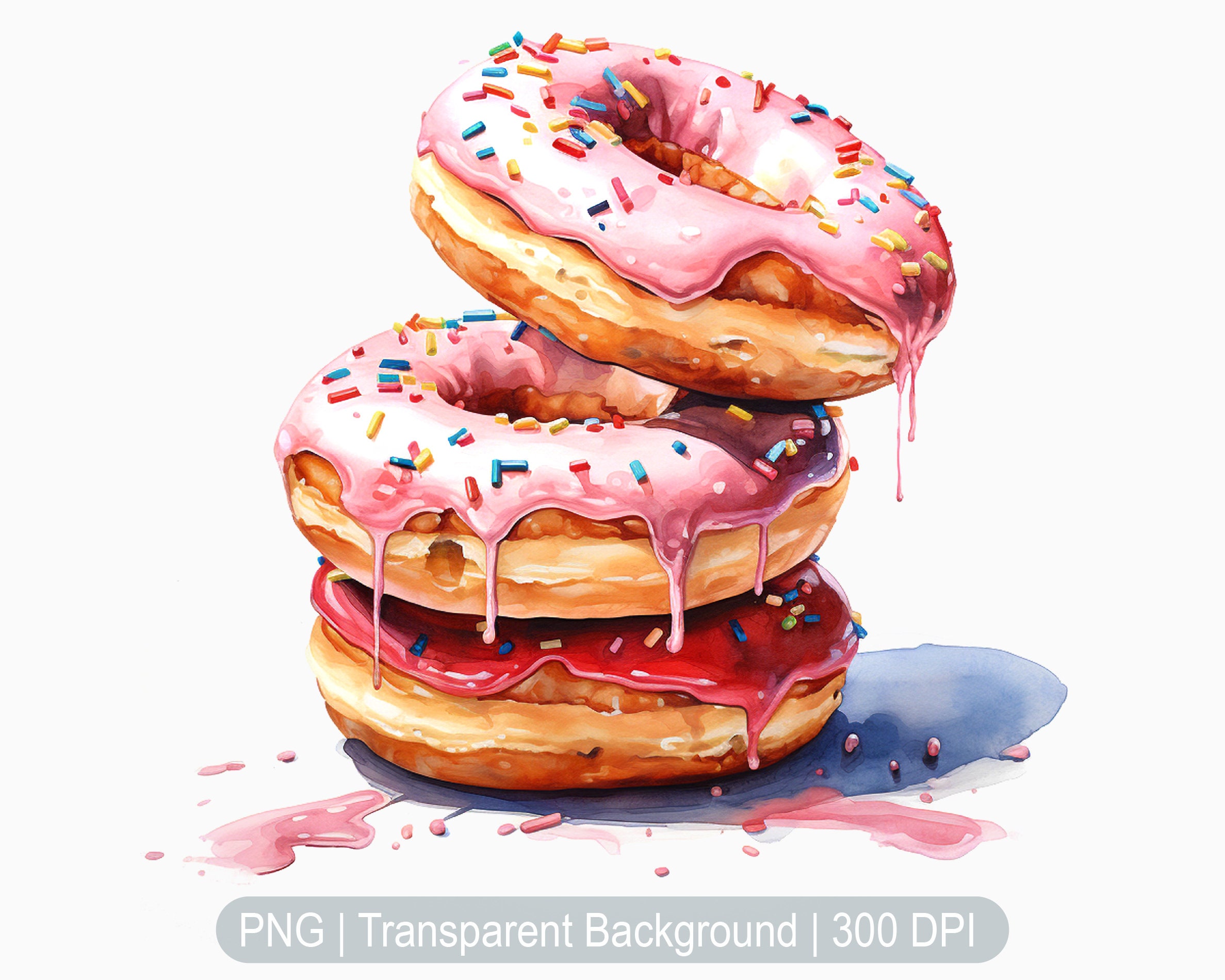 Donuts Clipart, Doughnuts Png, Watercolor Donut, Bakery Food Clipart ...