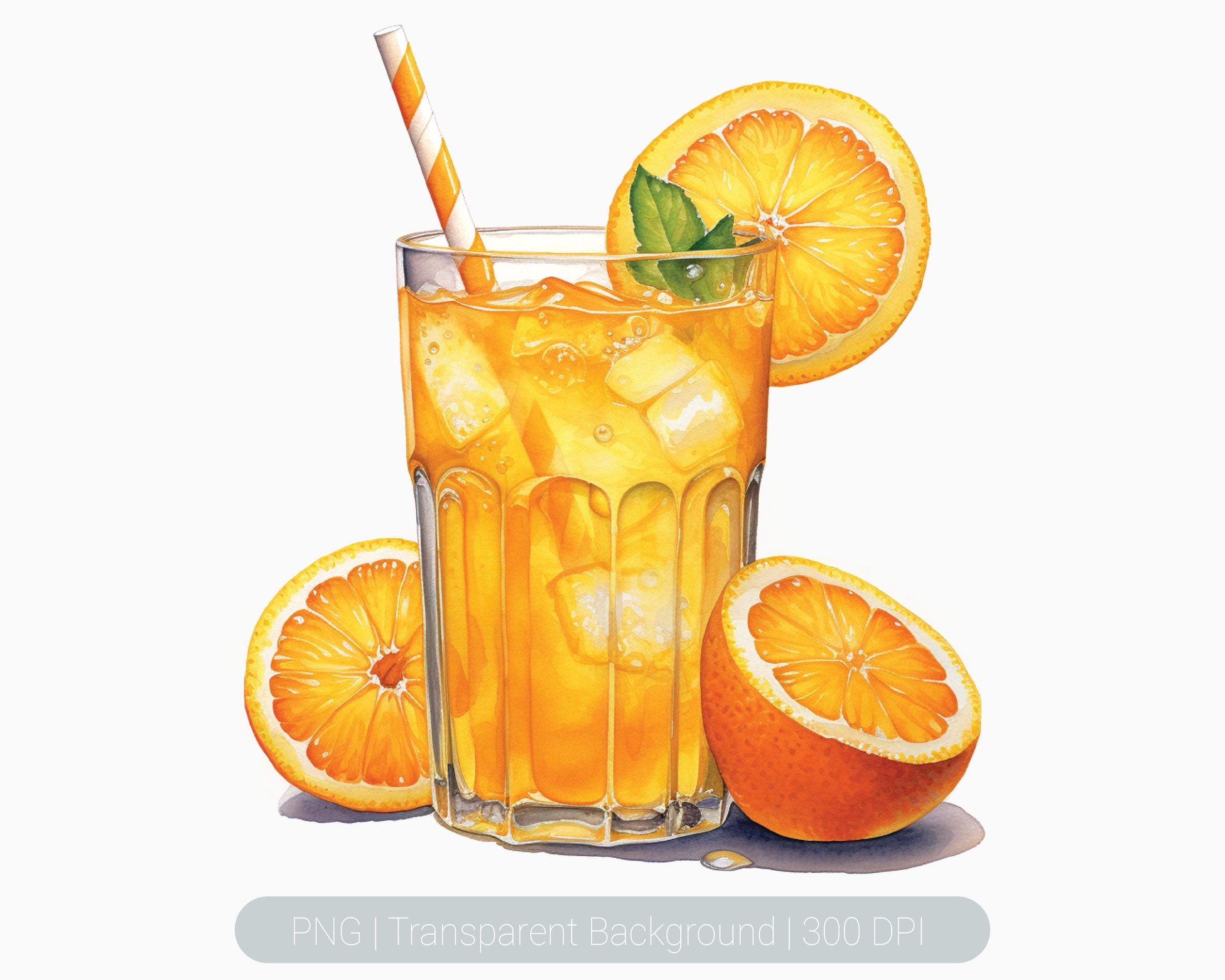 Watercolor Orange Juice Clipart, Fruit, citrus png, Orange Clipart, Printable Sublimation Graphics, transparent png, Orange Art Prints