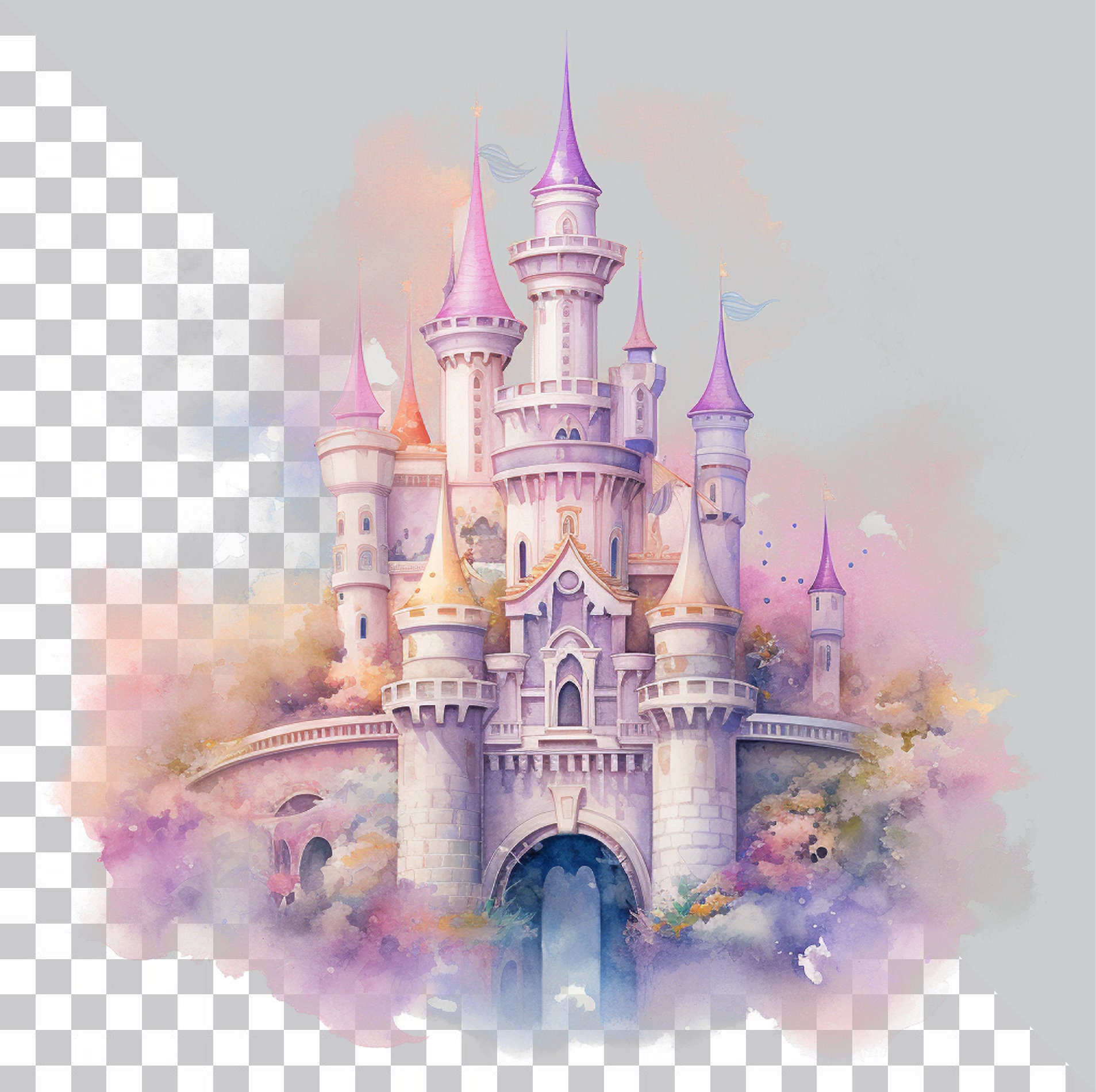 Pastel Castle Clipart, Fairy Tale Princess Castle, Princess Birthday ...